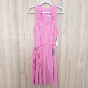 Eliza J Women Dress Size 14 Pink Sleeveless Embroidered Romantic Feminine Spring